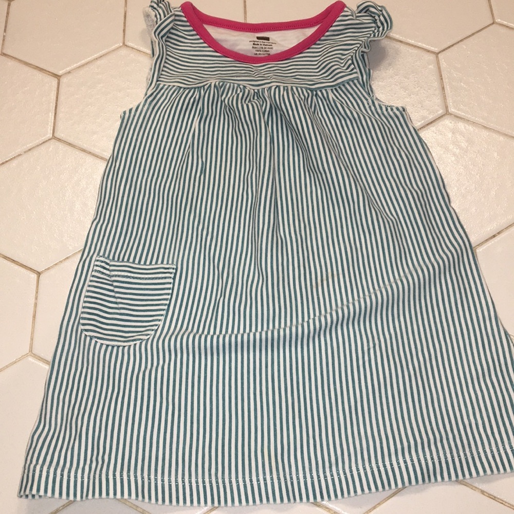 Tea Collection green stripe tank dress 18-24 mos